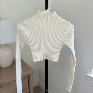 Edikted Cream Ribbed Sweater Size XS/S
